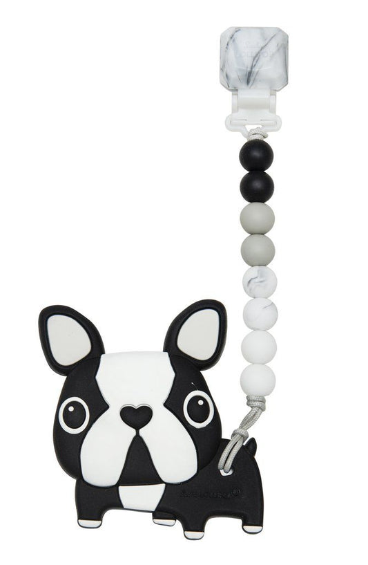 Silicone Boston Terrier Teether with Holder