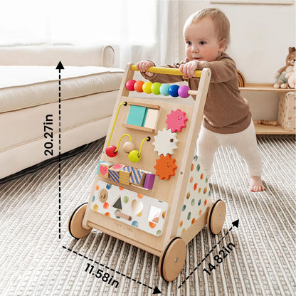 Tiny Land® Premium Natural Wooden Activity Walker