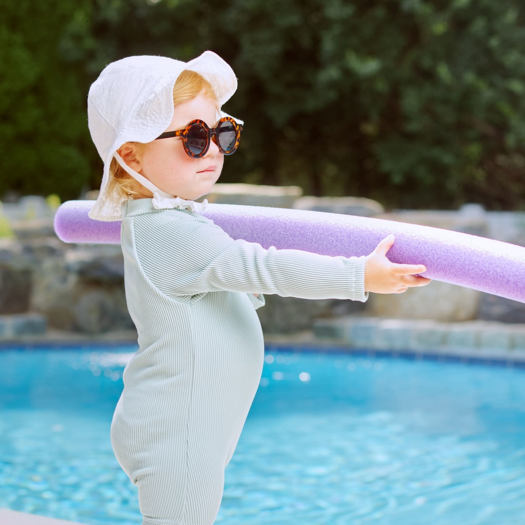Ribbed Long-Sleeve Swimsuit for Baby · Rash Guard · Shorts · Gender-Neutral · Mint Color