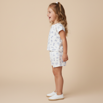 Organic Drop Shoulder Tee & Shorts Set - Coastal