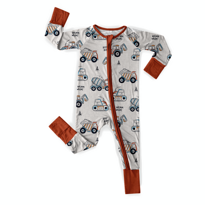 Construction Bamboo Zipper Romper