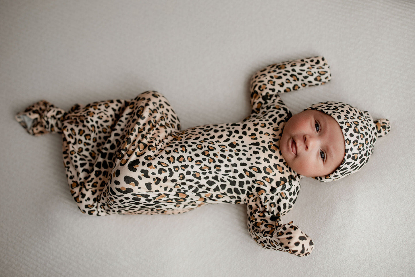 Leopard Knotted Newborn Baby Gown