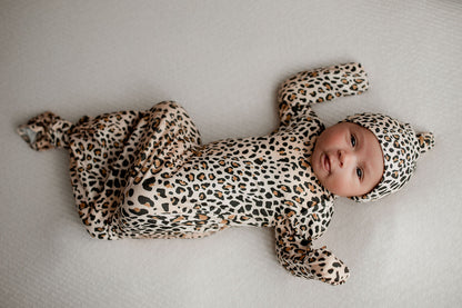 Leopard Knotted Newborn Baby Gown
