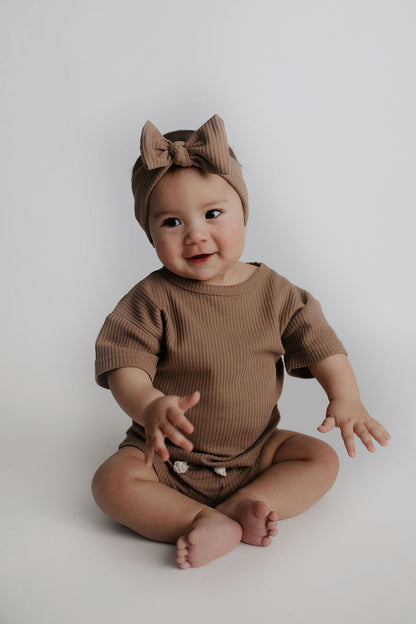 Cocoa Sands Brown Waffle Two Piece Set