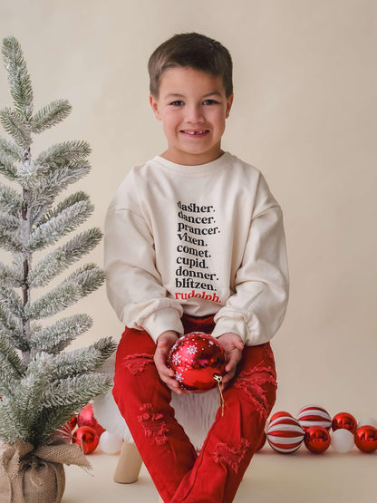 Reindeer Names Crewneck Sweatshirt