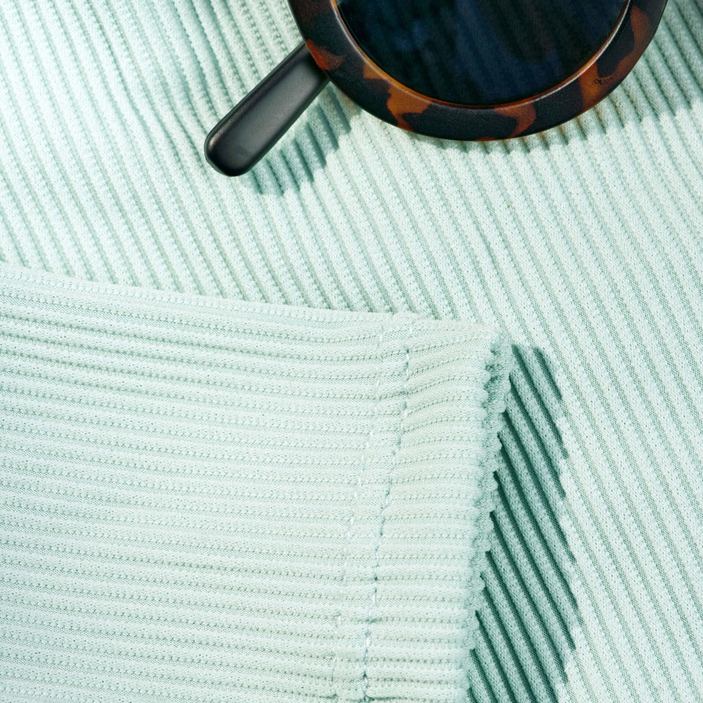 Ribbed Long-Sleeve Swimsuit for Baby · Rash Guard · Shorts · Gender-Neutral · Mint Color