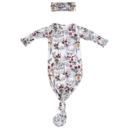 Floral Newborn Knotted Baby Gown