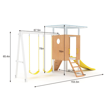 Forest Small Outdoor Toddler Swing Set | Compact Wooden Swing Frame for Babies & Kids