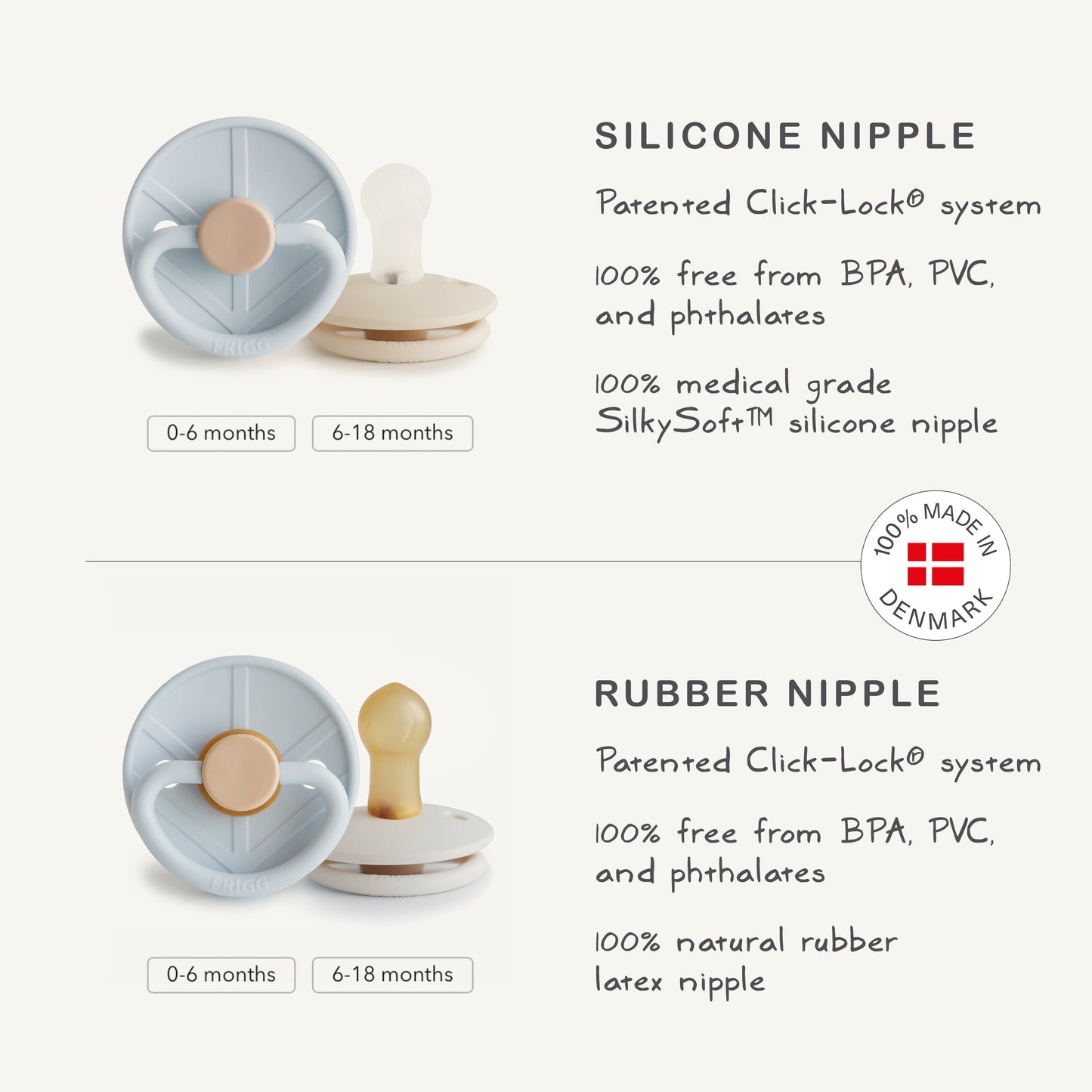 FRIGG Silicone Pacifier 6-Pack