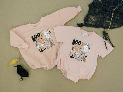 Baby Girls Halloween Sweatshirt Romper
