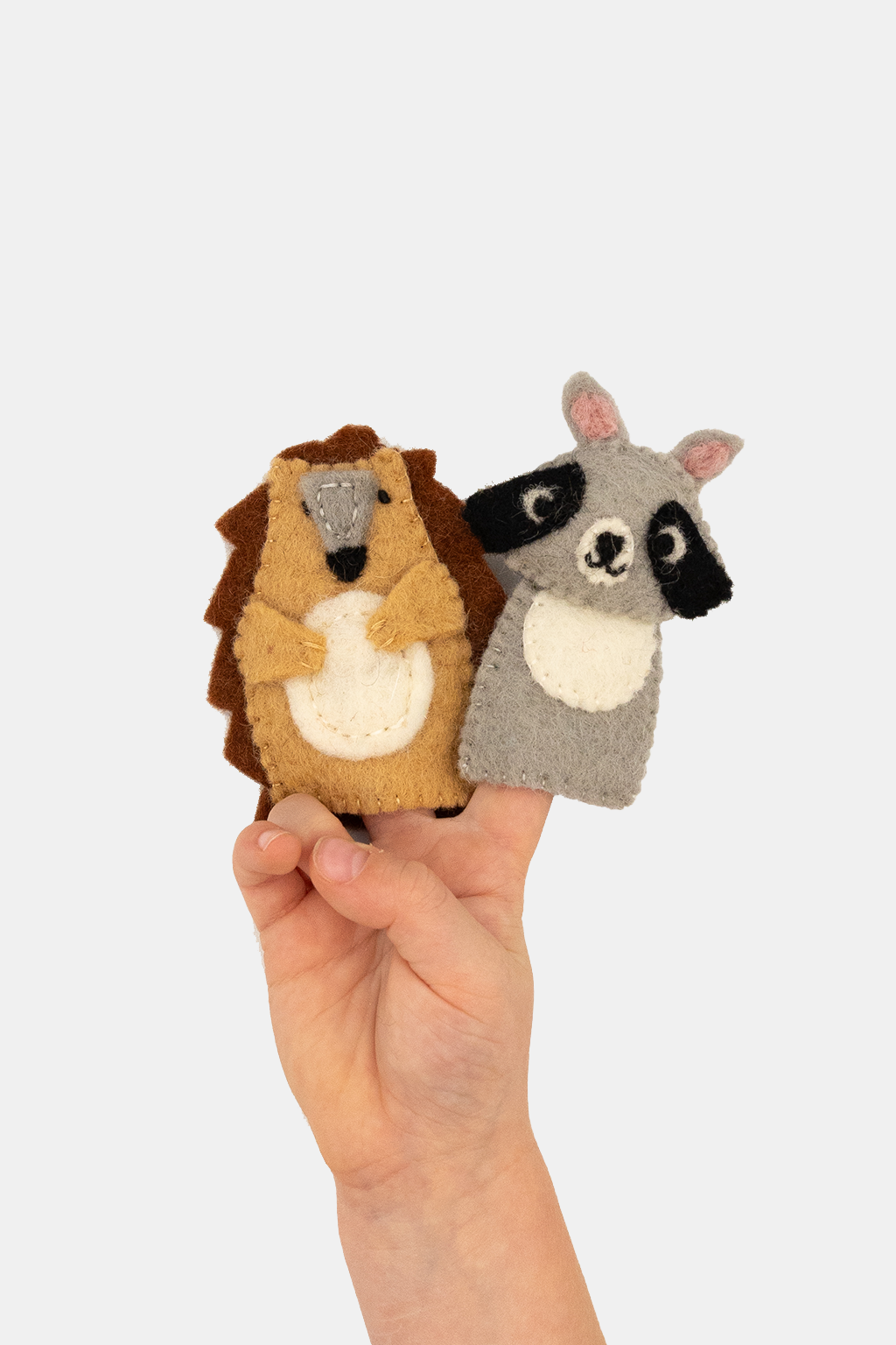 Hedgehog & Raccoon Finger Puppet Set