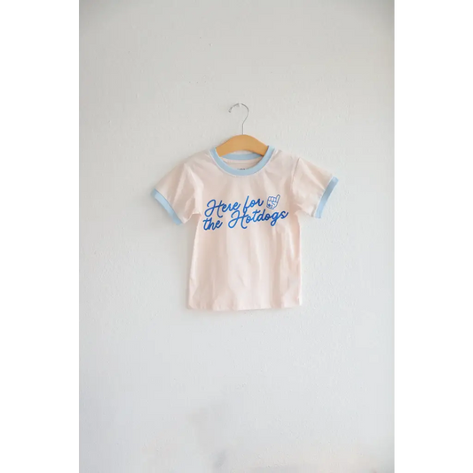 Here for the Hotdogs Organic Cotton Kids Baseball Tee