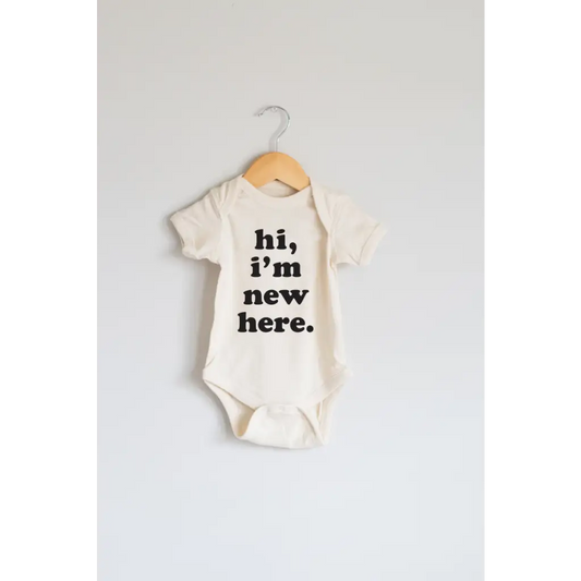 Hi, I'm New Here Organic Cotton Baby Bodysuit