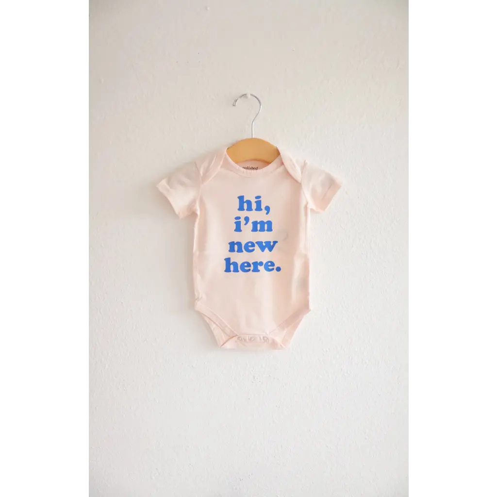 Hi I’m New Here Organic Cotton Baby Onesie in Blue