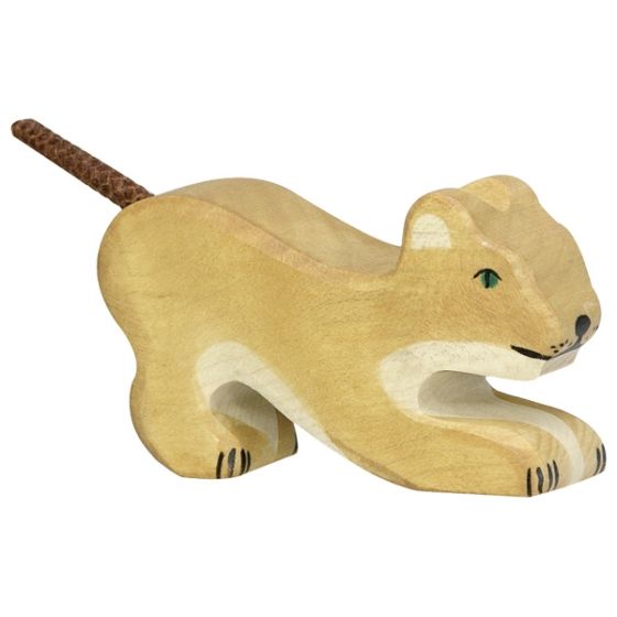 Wooden Animal, Lion Cub Playing