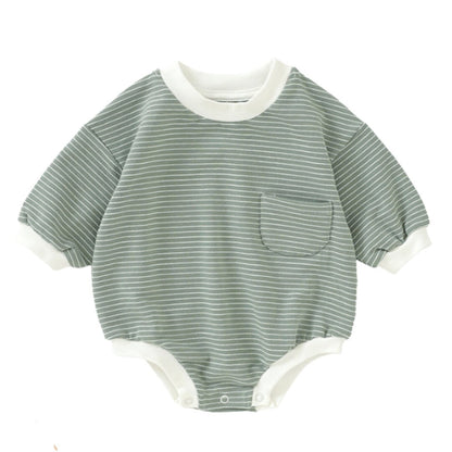 Organic Cotton Striped Sweatshirt Romper