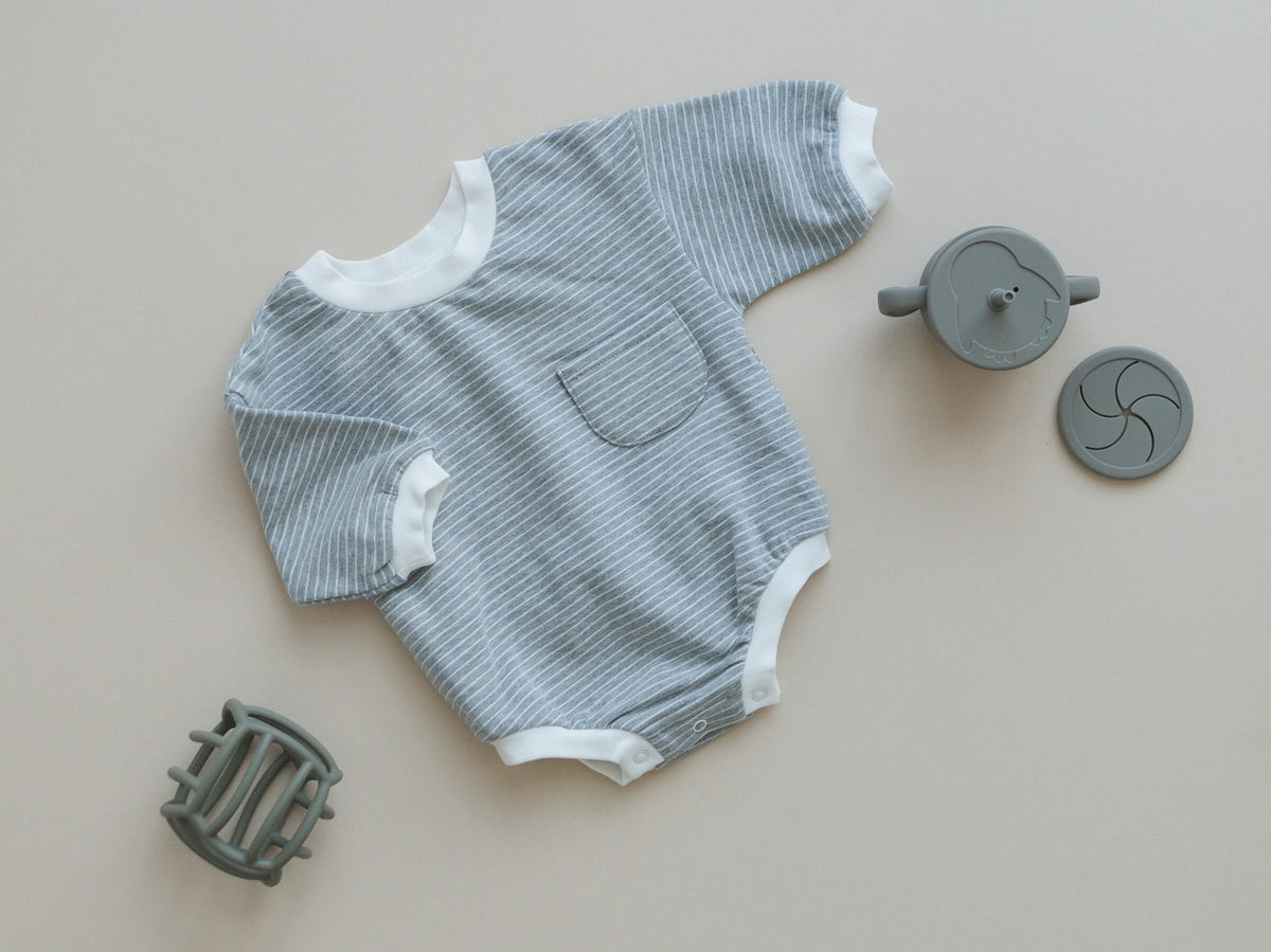 Organic Cotton Striped Sweatshirt Romper