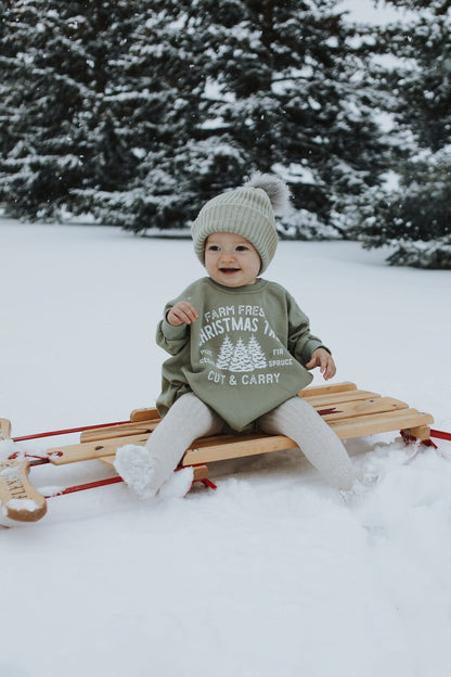 Farm Fresh Christmas Trees Sweatshirt Romper - Sage