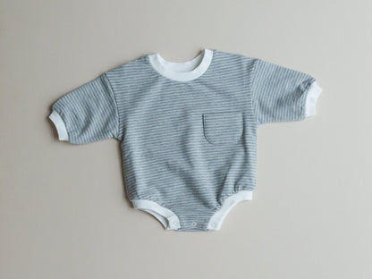 Organic Cotton Striped Sweatshirt Romper