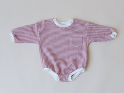 Organic Cotton Striped Sweatshirt Romper