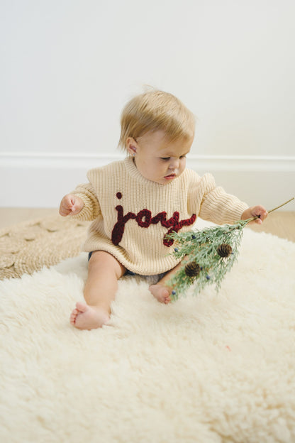 Joy Hand Embroidered Christmas Sweater - Infant Sizes
