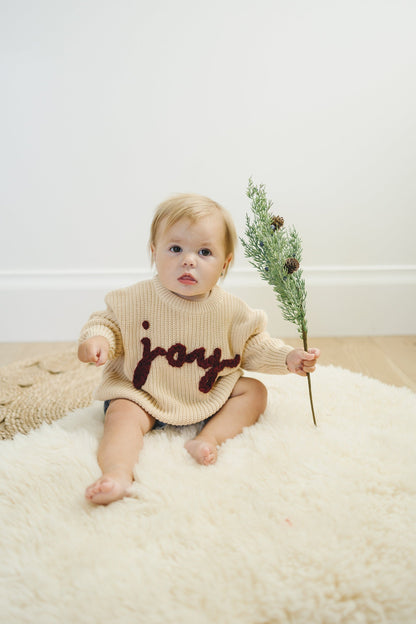 Joy Hand Embroidered Christmas Sweater - Infant Sizes