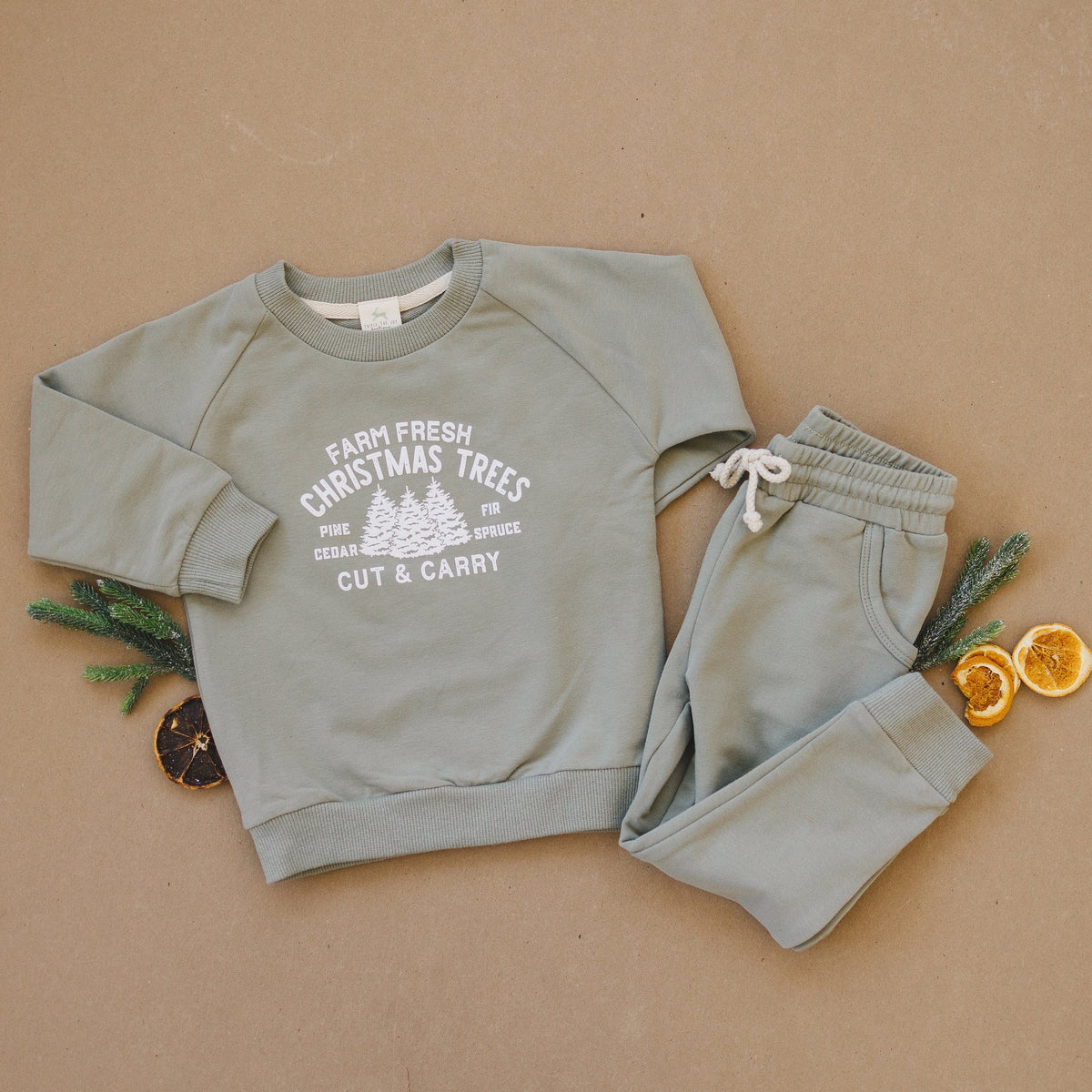 Farm Fresh Christmas Trees Organic Cotton 2pc Jogger Set
