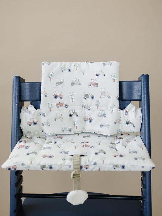 Tiny Tractors Cushion for the Stokke Tripp Trapp Highchair - Wipeable Cover - Baby Highchair Accessories
