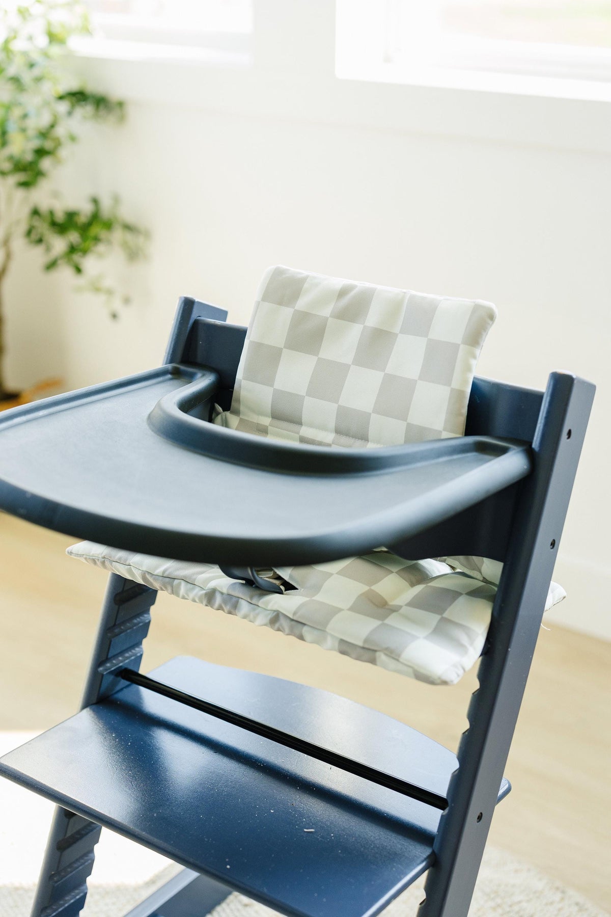Wipeable Highchair Cushion for Stokke Tripp Trapp: Neutral Checkered Cover