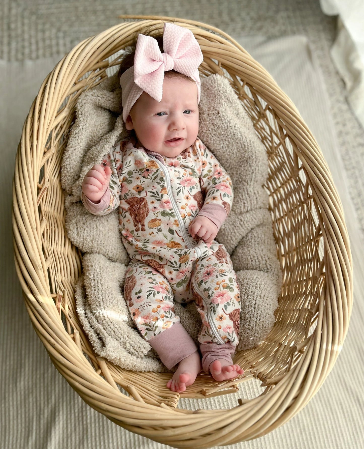Highland Cow Bamboo Zipper Romper