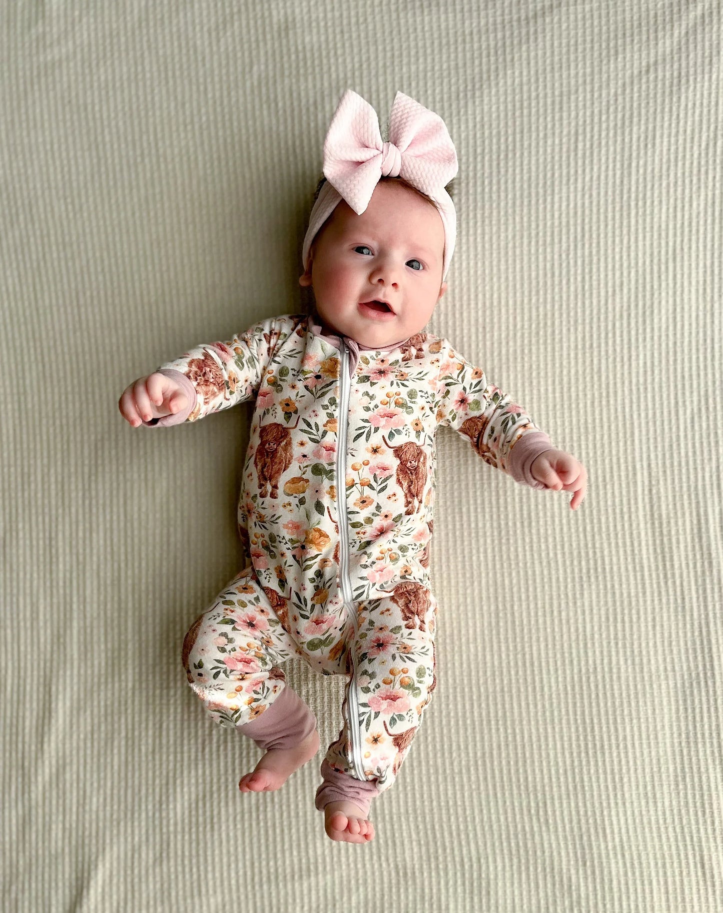 Highland Cow Bamboo Zipper Romper