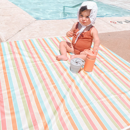 Rainbow Stripes Splash Mat - A Waterproof Catch-All for Highchair Spills and More!