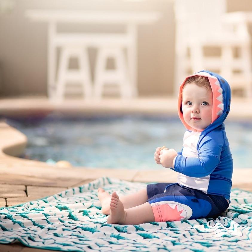 Shark Attack Splash Mat - A Waterproof Catch-All for Highchair Spills and More!