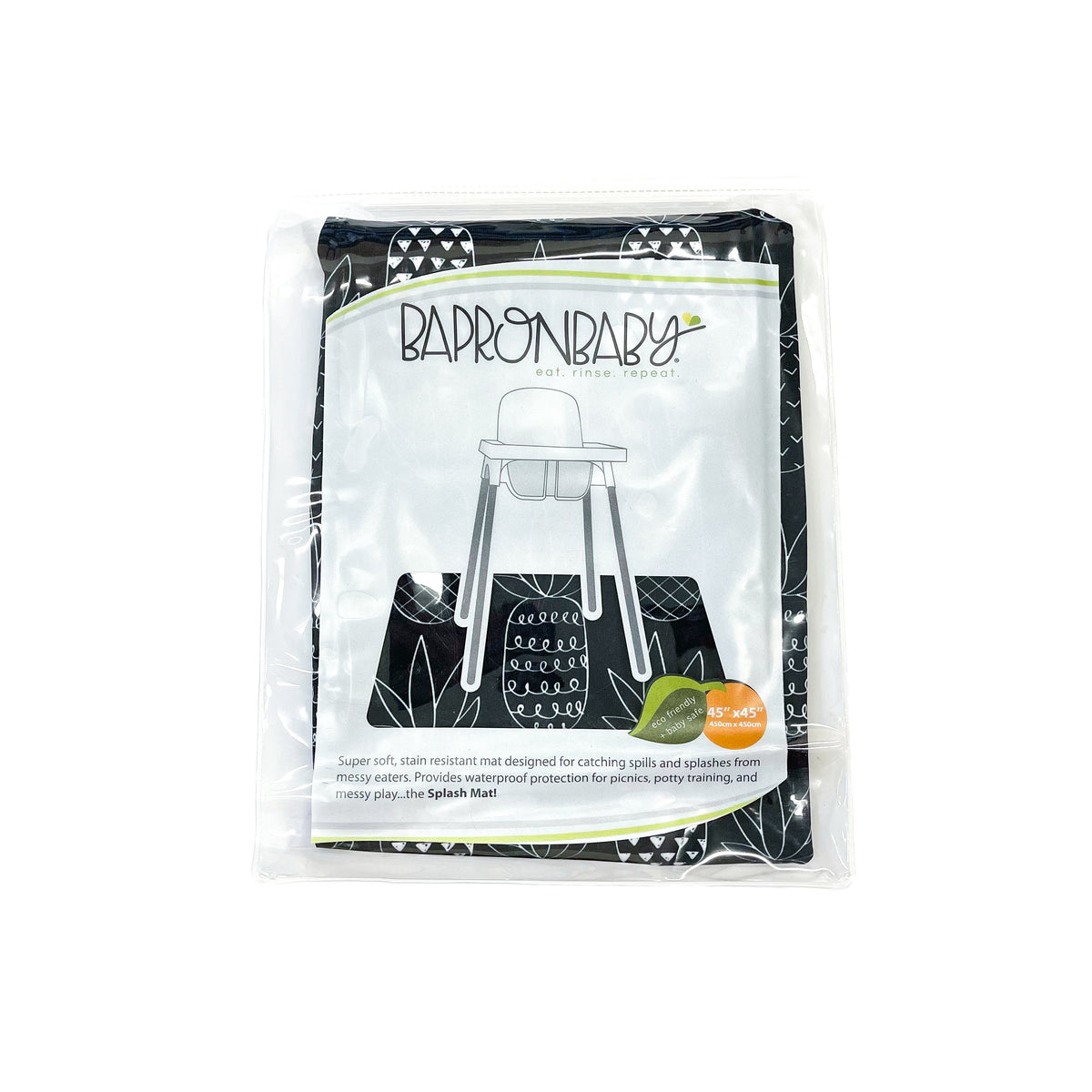Pineapple Monochrome Splash Mat - A Waterproof Catch-All for Highchair Spills and More!