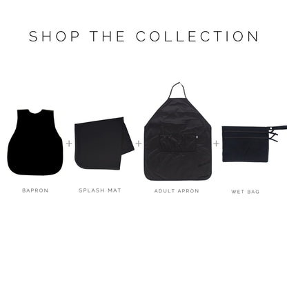 Solid Black Minimalist Apron - fits sizes youth small through adult 2XL