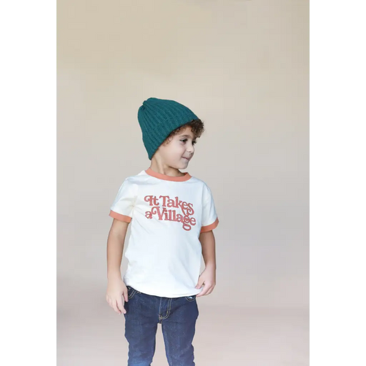It Takes a Village Ringer Tee for Kids in Organic Cotton
