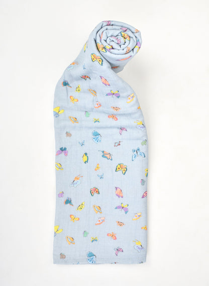 Blue Madame Butterfly Shawl Blanket