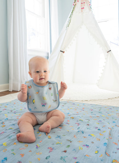 Blue Madame Butterfly Bib