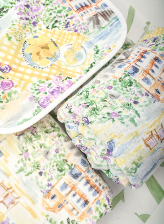 Baby Bib & Shawl Blanket Set - Limoncello