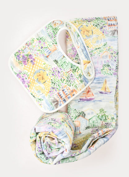 Baby Bib & Shawl Blanket Set - Limoncello
