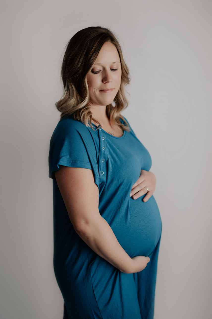 Blue Mommy Labor and Delivery Nursing Hospital Gown