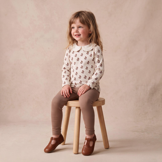 Organic Ruffle Collar Top & Legging Set - Loom