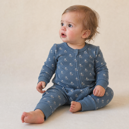 Organic 2-Way Zip Romper - Indigo Blossom