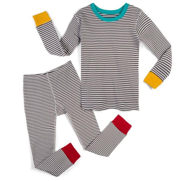 Grey Stripe Long Sleeve Pajama Set