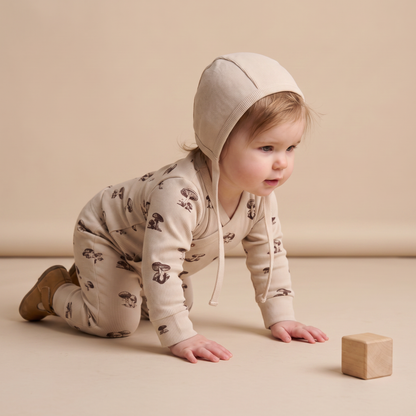 Organic Kimono Onesie & Pants Set - Mushroom