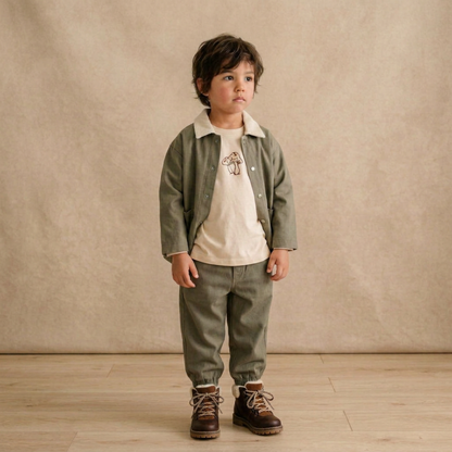 Organic Twill Button Jacket - Olive