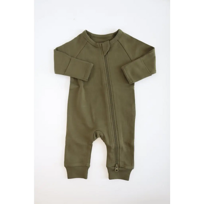 Organic Cotton Baby Sleeper in Olive Green