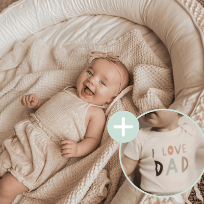 Macrame Oval Play Mat & Love Dad Bodysuit Bundle