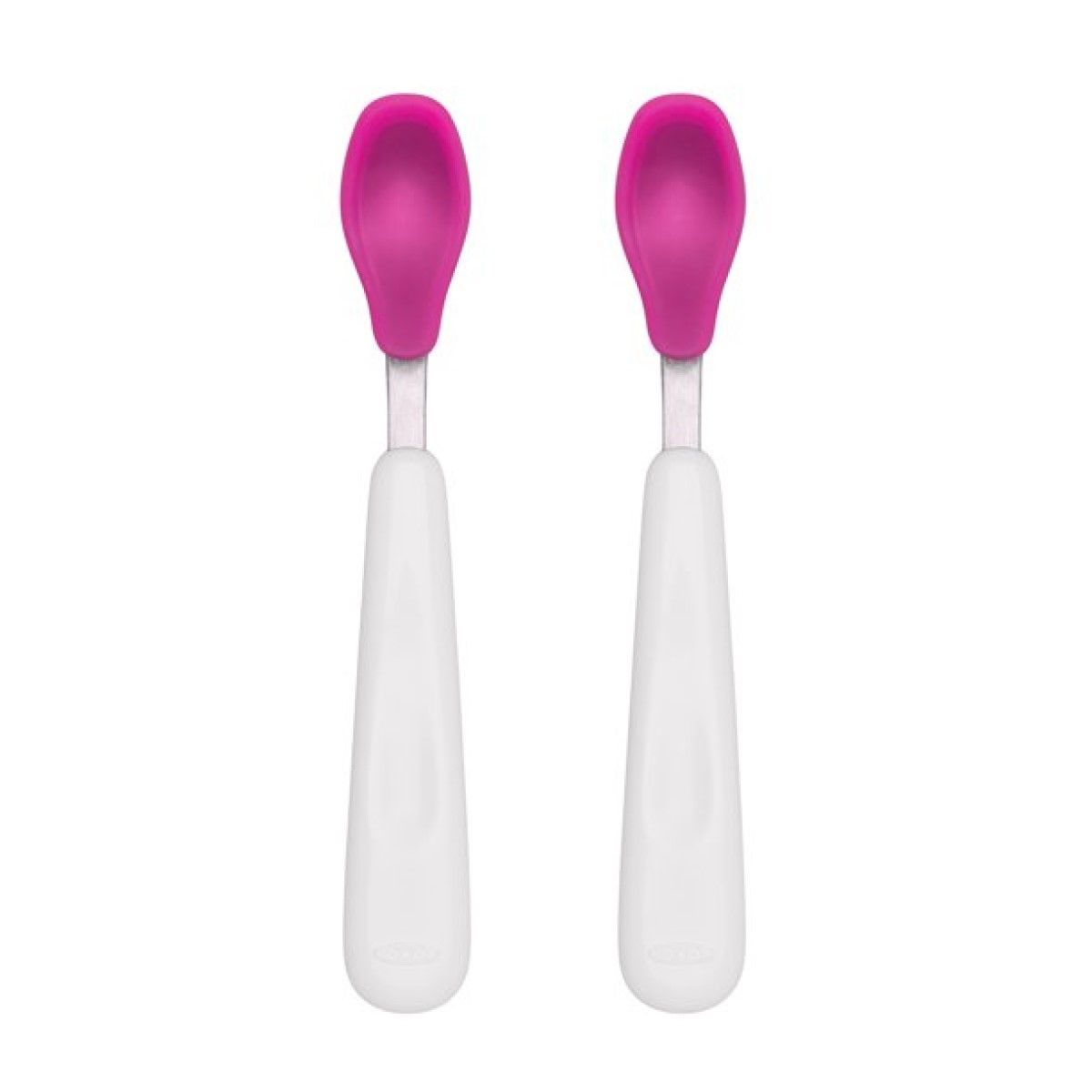 Pink Silicone Feeding Spoon Set