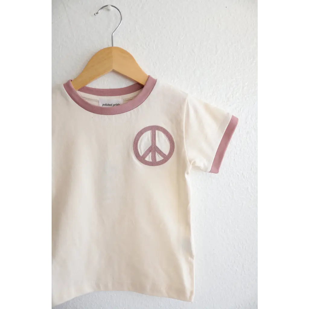 Lilac Peace Embroidered Ringer for Kids